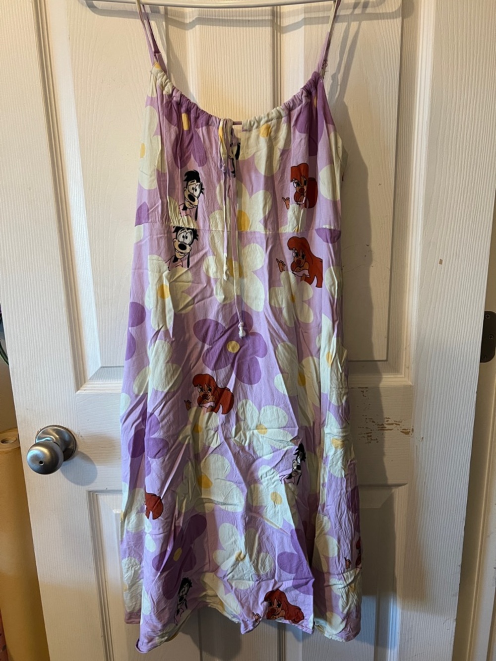 Disney Lavender Floral Midi Dress with Cartoon Print